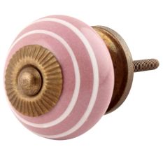 Lavender Striped Ceramic Cabinet Knob